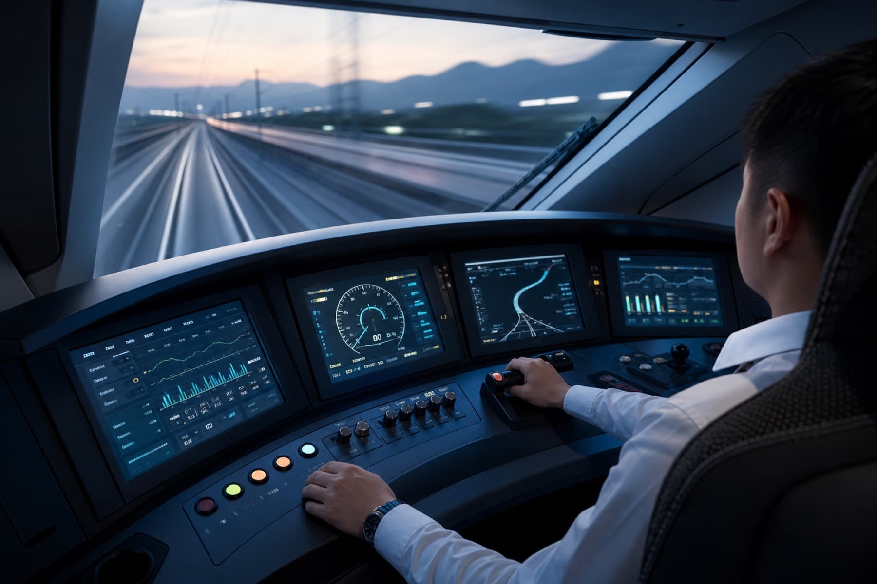 Driver cab with intelligent operations console